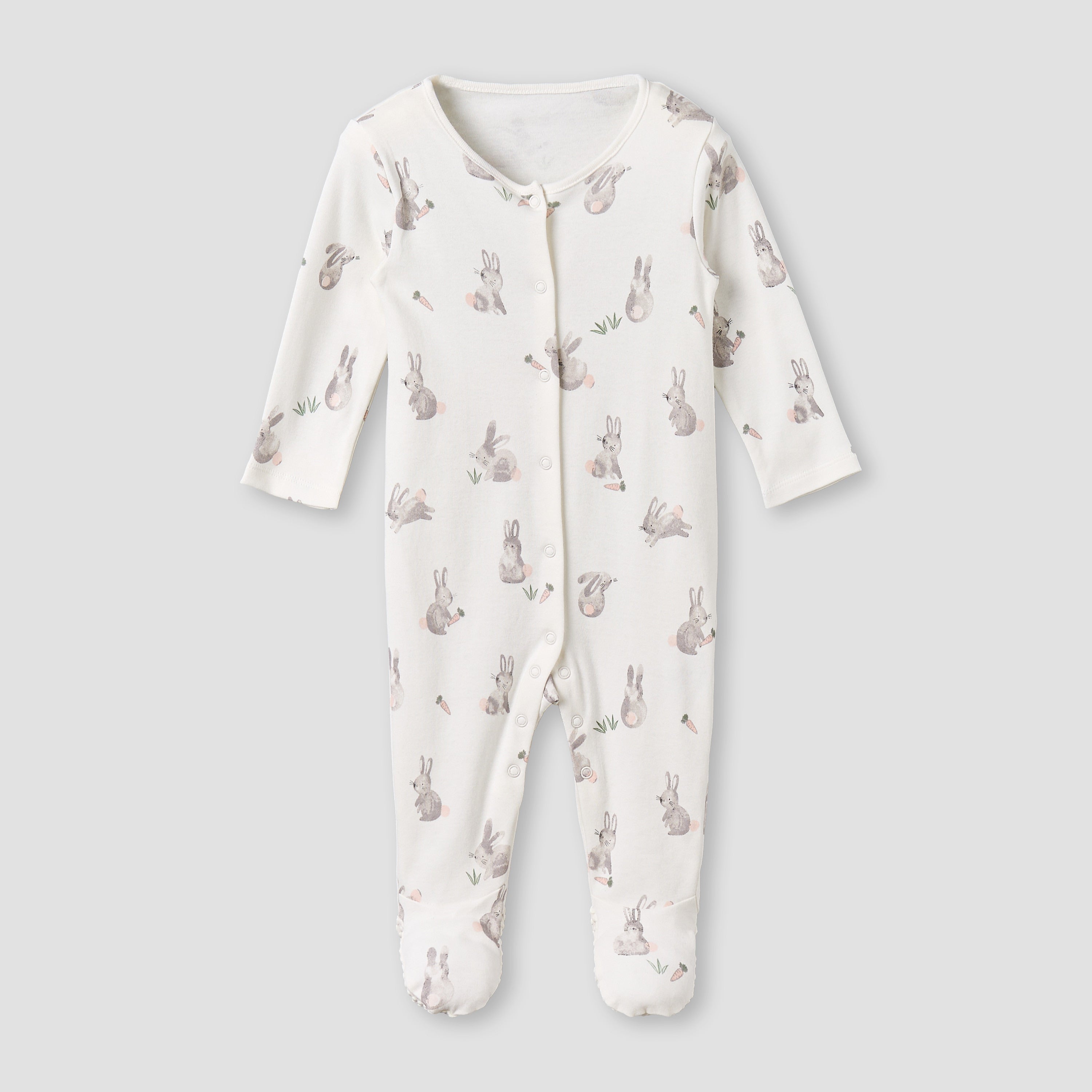 Pack of 3 Juniors Cotton Round Neck Long Sleeves Sleepsuit with Bunny Print