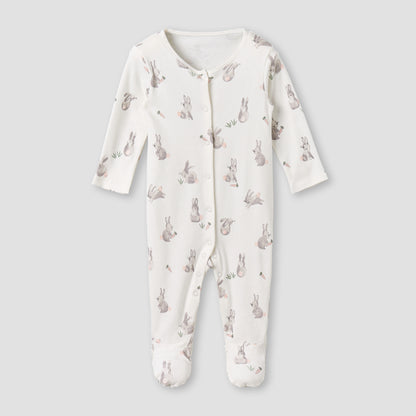 Pack of 3 Juniors Cotton Round Neck Long Sleeves Sleepsuit with Bunny Print