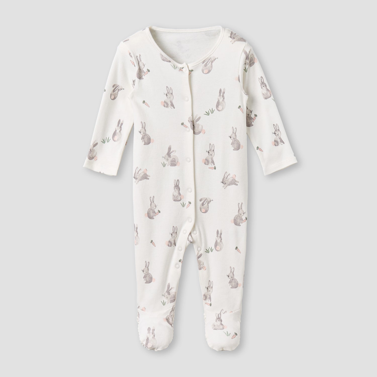 Pack of 3 Juniors Cotton Round Neck Long Sleeves Sleepsuit with Bunny Print