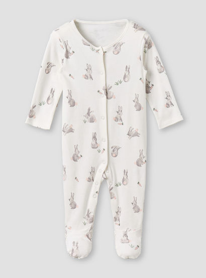 Pack of 3 Juniors Cotton Round Neck Long Sleeves Sleepsuit with Bunny Print-baby-girls-clothing-nightwear-sleepsuits-image-3