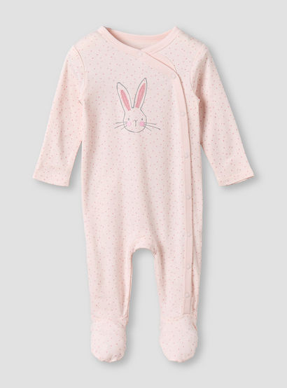 Pack of 3 Juniors Cotton Round Neck Long Sleeves Sleepsuit with Bunny Print-baby-girls-clothing-nightwear-sleepsuits-image-5