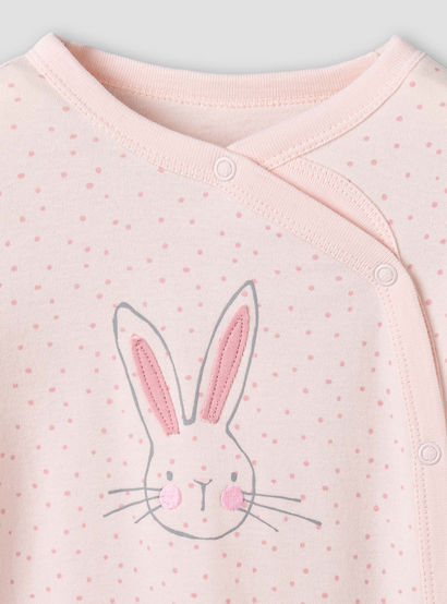 Pack of 3 Juniors Cotton Round Neck Long Sleeves Sleepsuit with Bunny Print-baby-girls-clothing-nightwear-sleepsuits-image-6