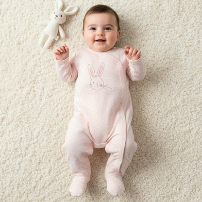 Pack of 3 Juniors Cotton Round Neck Long Sleeves Sleepsuit with Bunny Print