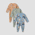 Juniors Animal Print Sleepsuit with Long Sleeves and Zip Closure - Set of 3 - Multicolour / 12-18 mths