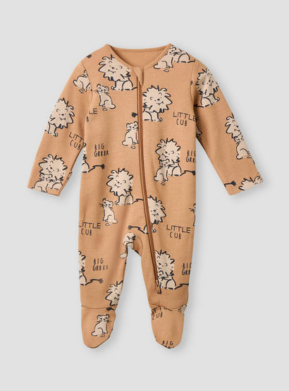 Juniors Animal Print Sleepsuit with Long Sleeves and Zip Closure - Set of 3-baby-boys-clothing-nightwear-sleepsuits-image-2