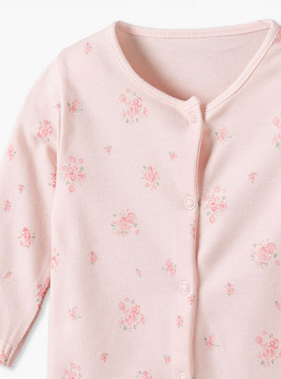Pack of 3 Juniors Cotton Round Neck Long Sleeves Sleepsuit with Floral Print-baby-girls-clothing-nightwear-sleepsuits-image-6