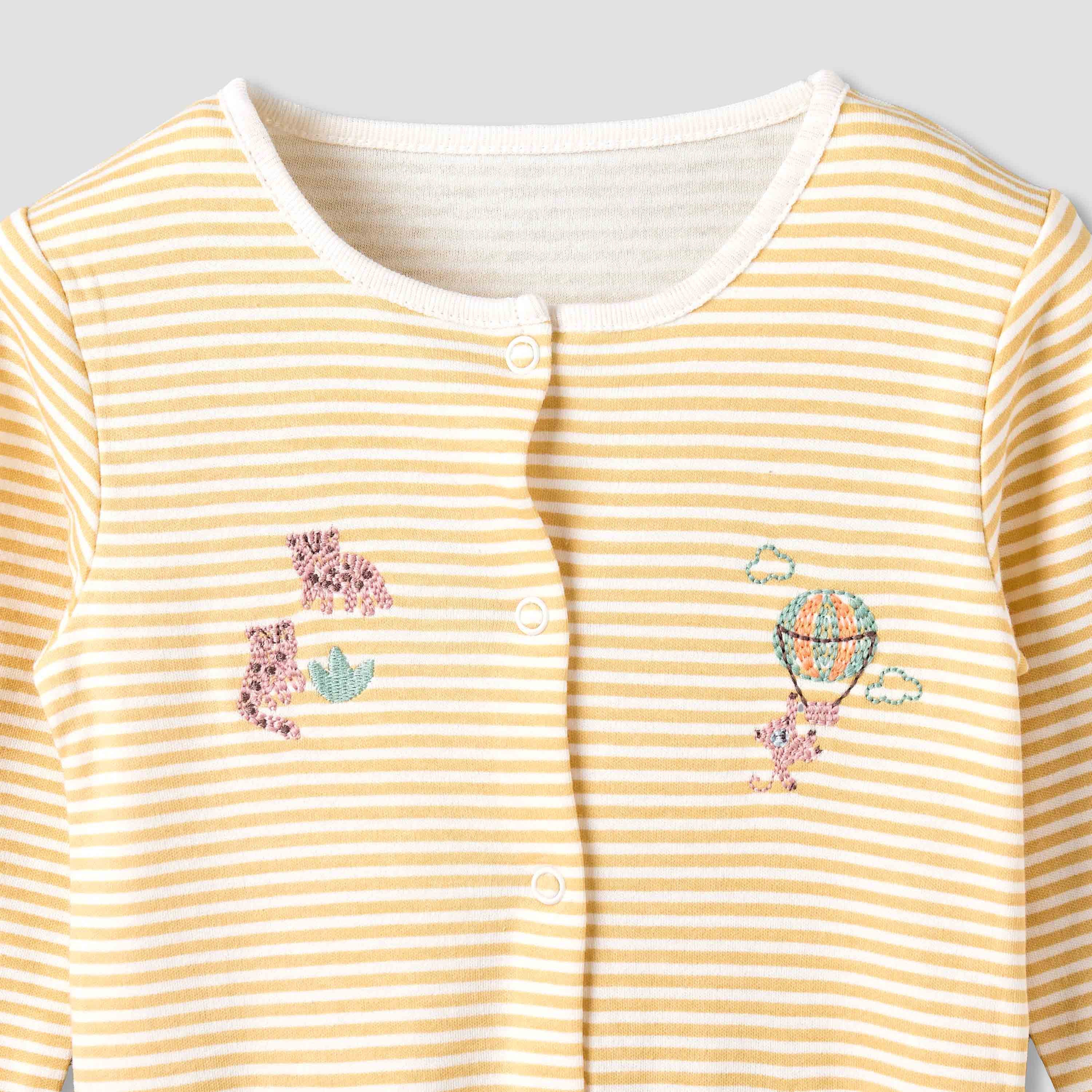 Pack of 3 Juniors Cotton Round Neck Long Sleeves Sleepsuit with Fun Print
