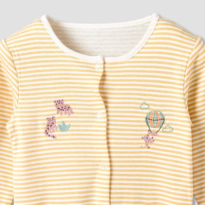 Pack of 3 Juniors Cotton Round Neck Long Sleeves Sleepsuit with Fun Print