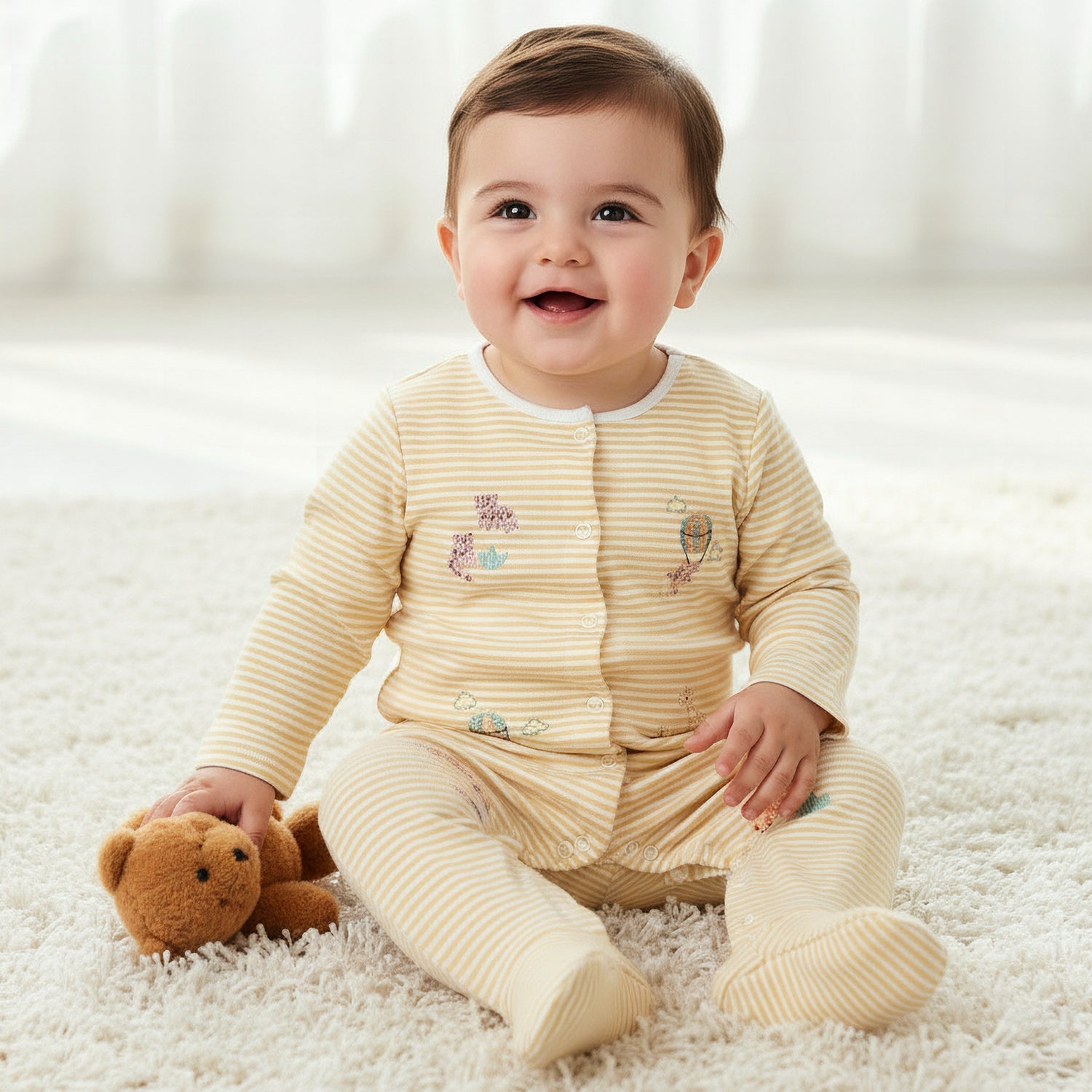 Pack of 3 Juniors Cotton Round Neck Long Sleeves Sleepsuit with Fun Print