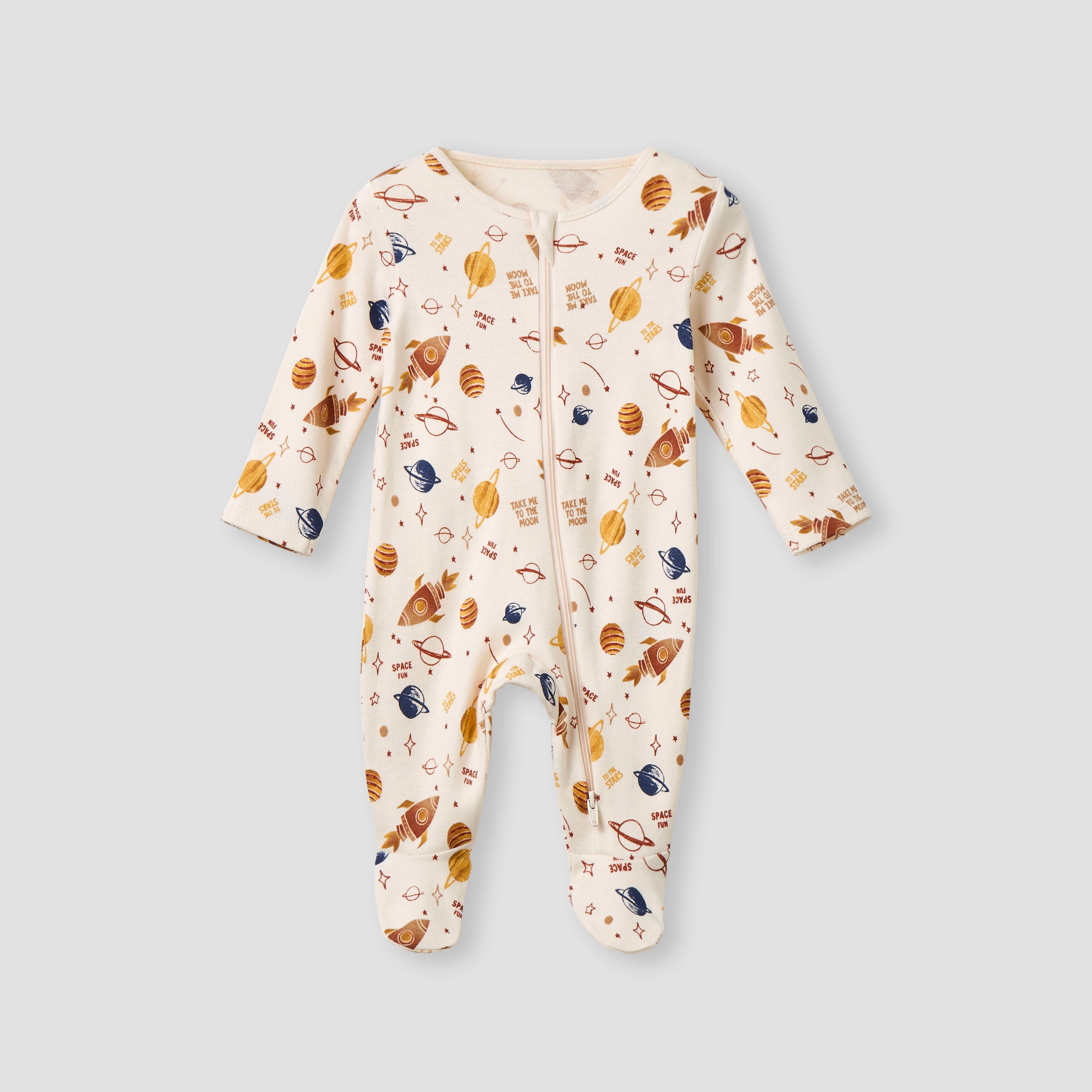 Juniors Printed Sleepsuit with Long Sleeves and Zip Closure - Set of 3