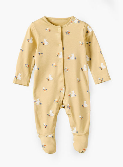 Pack of 3 Juniors Cotton Crew Neck Long Sleeves Sleepsuit with Bunny Print-baby-girls-clothing-nightwear-sleepsuits-image-4
