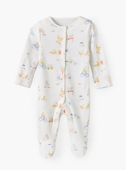 Pack of 3 Juniors Cotton Crew Neck Long Sleeves Sleepsuit with Bunny Print-baby-girls-clothing-nightwear-sleepsuits-image-2