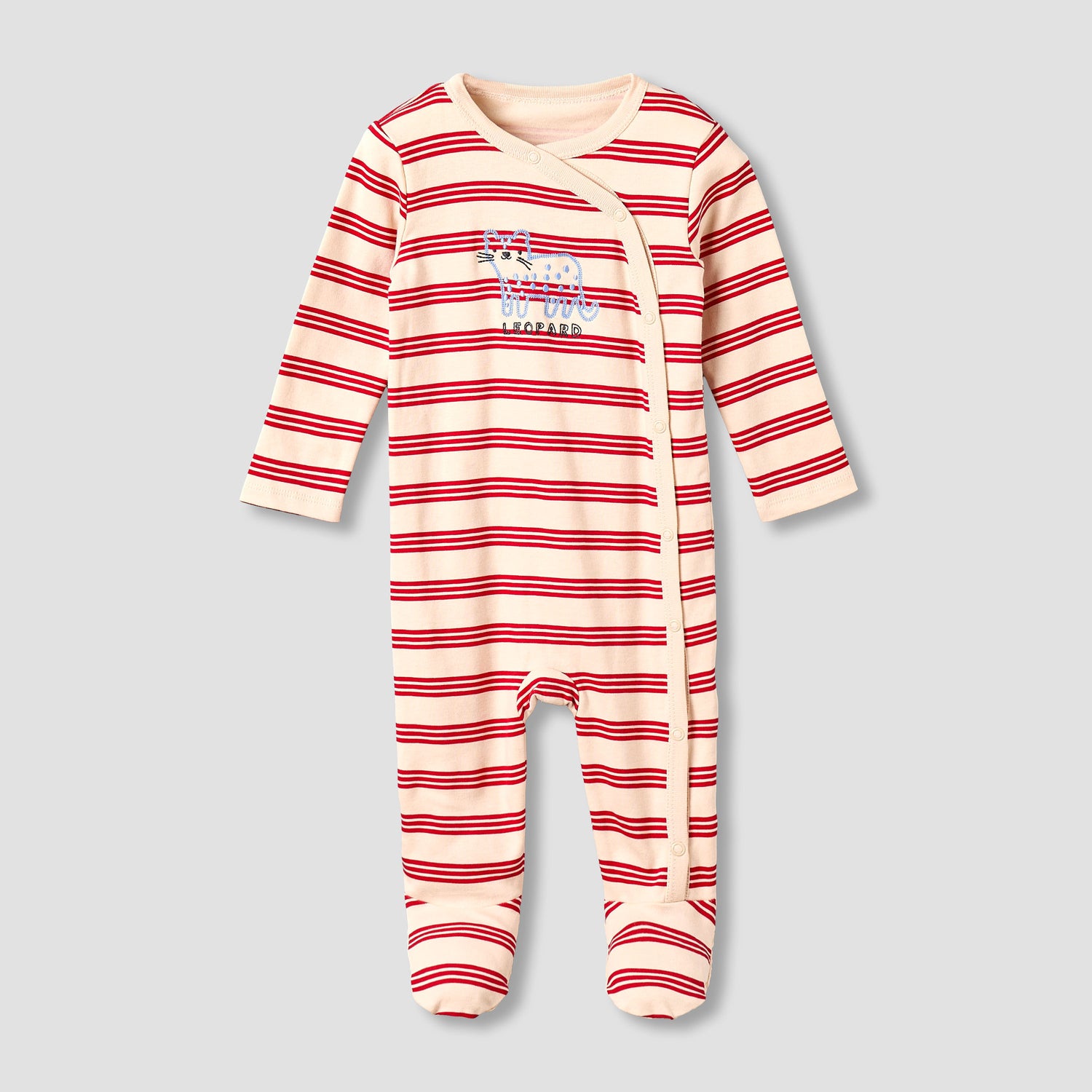 Pack of 3 Juniors Cotton Round Neck Long Sleeves Sleepsuit with Animal Print