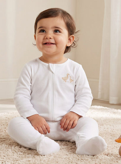 Pack of 3 Juniors Cotton Round Neck Long Sleeves Sleepsuit with Duck Print-baby-boys-clothing-nightwear-sleepsuits-image-2