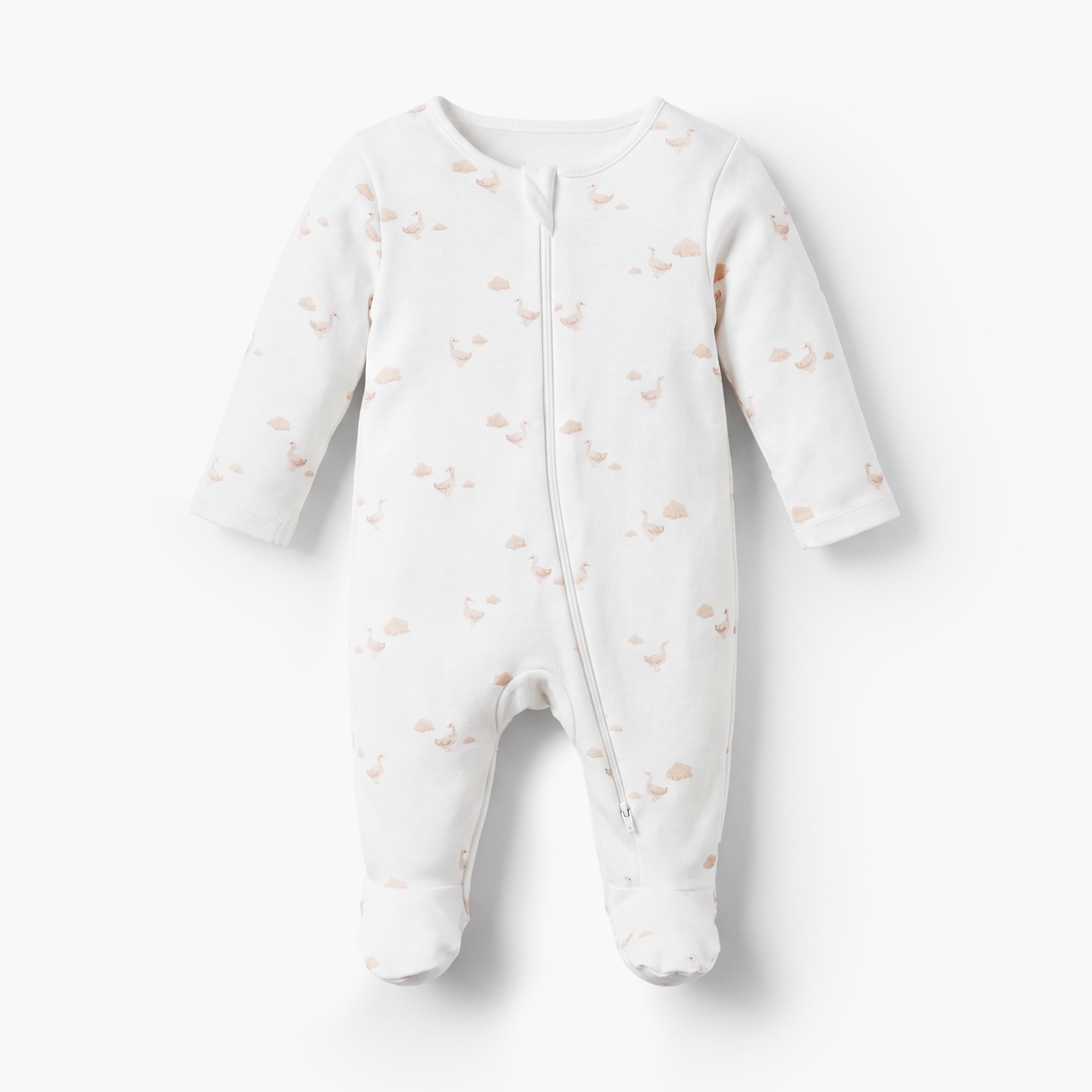 Pack of 3 Juniors Cotton Round Neck Long Sleeves Sleepsuit with Duck Print