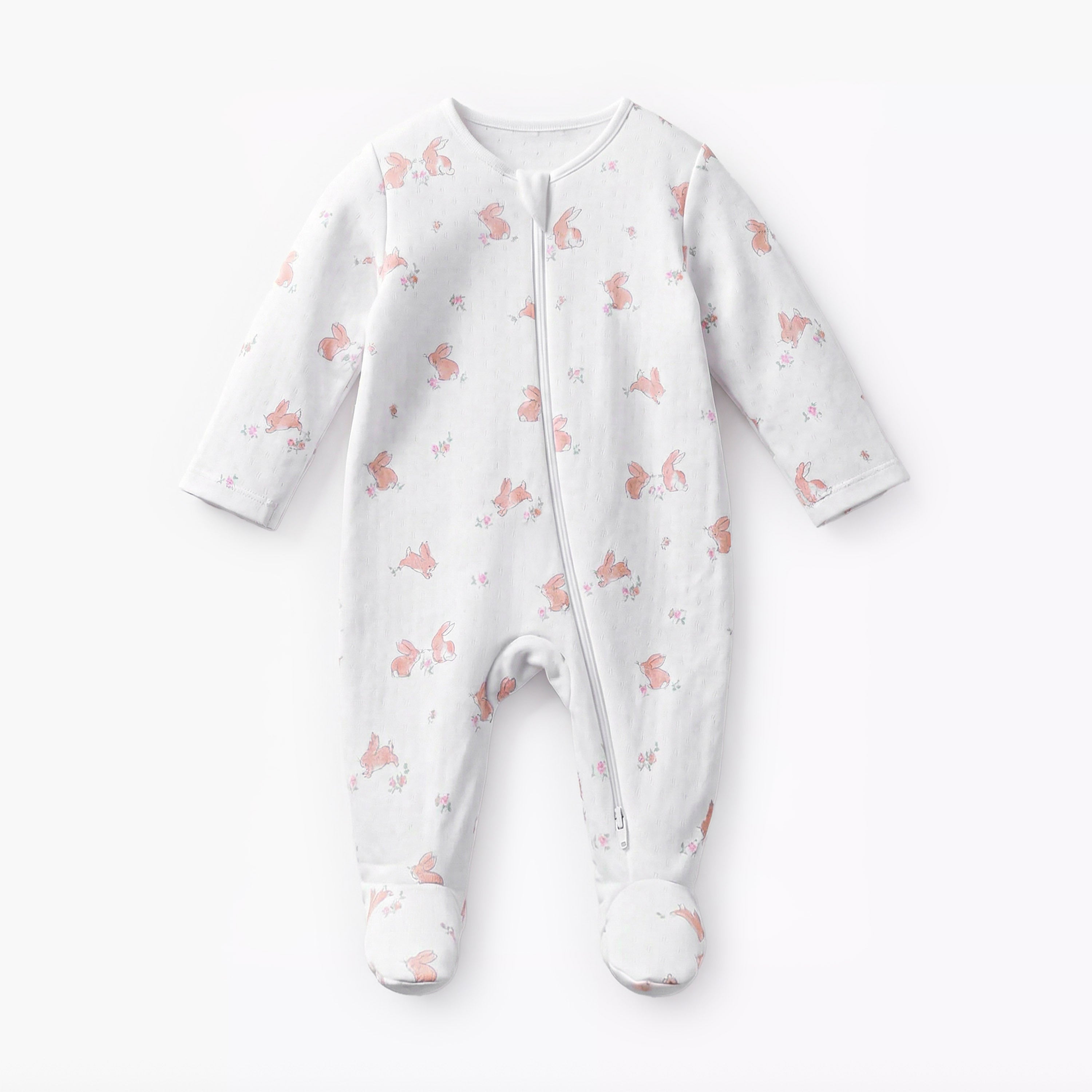 Pack of 3 Juniors Cotton Round Neck Long Sleeve Sleepsuit with Zip Closure