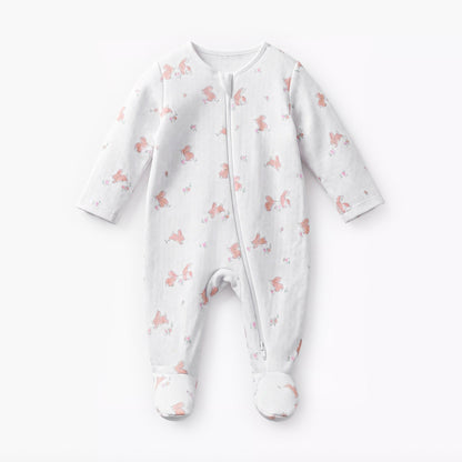Pack of 3 Juniors Cotton Round Neck Long Sleeve Sleepsuit with Zip Closure
