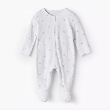 Pack of 3 Juniors Cotton Round Neck Long Sleeve Sleepsuit with Zip Closure