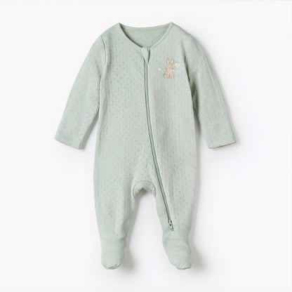 Pack of 3 Juniors Cotton Round Neck Long Sleeve Sleepsuit with Zip Closure