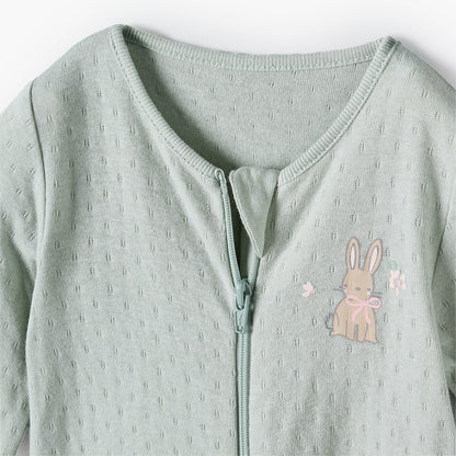 Pack of 3 Juniors Cotton Round Neck Long Sleeve Sleepsuit with Zip Closure