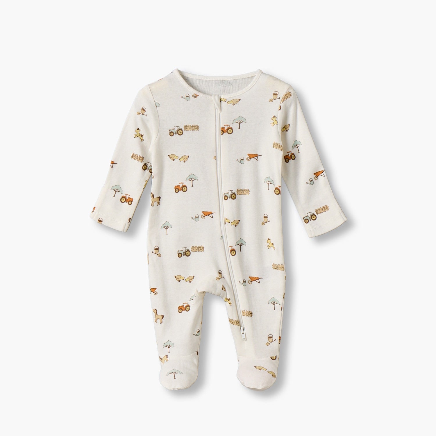 Pack of 3 Juniors Cotton Round Neck Long Sleeves Sleepsuit with Farmyard Print
