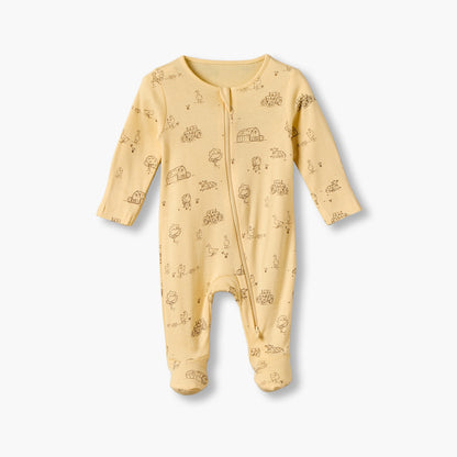 Pack of 3 Juniors Cotton Round Neck Long Sleeves Sleepsuit with Farmyard Print