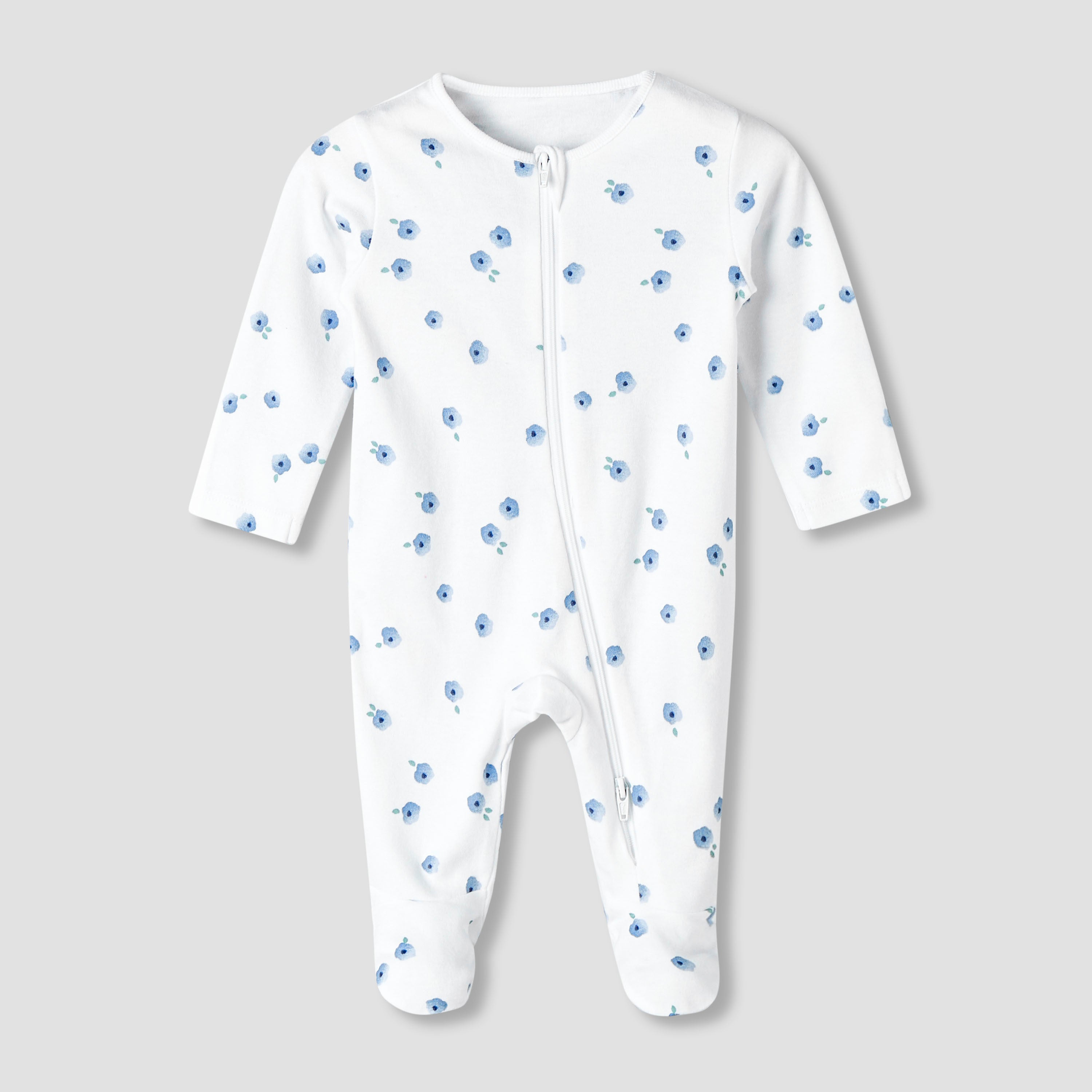Pack of 3 Juniors Organic Cotton Crew Neck Long Sleeves Sleepsuit with Floral Print