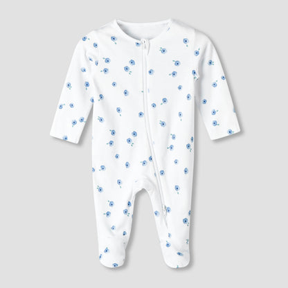 Pack of 3 Juniors Organic Cotton Crew Neck Long Sleeves Sleepsuit with Floral Print