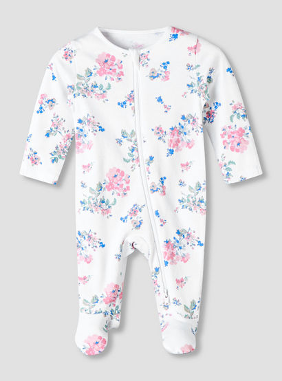 Pack of 3 Juniors Organic Cotton Crew Neck Long Sleeves Sleepsuit with Floral Print-baby-girls-clothing-nightwear-sleepsuits-image-3