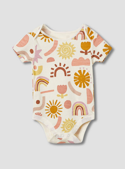 Juniors Assorted Bodysuit with Short Sleeves and Button Closure - Set of 3-baby-girls-clothing-bodysuits-image-3