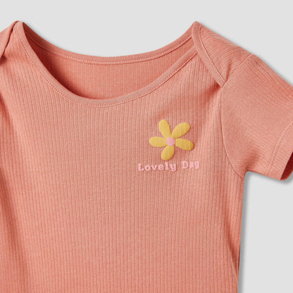 Juniors Assorted Bodysuit with Short Sleeves and Button Closure - Set of 3