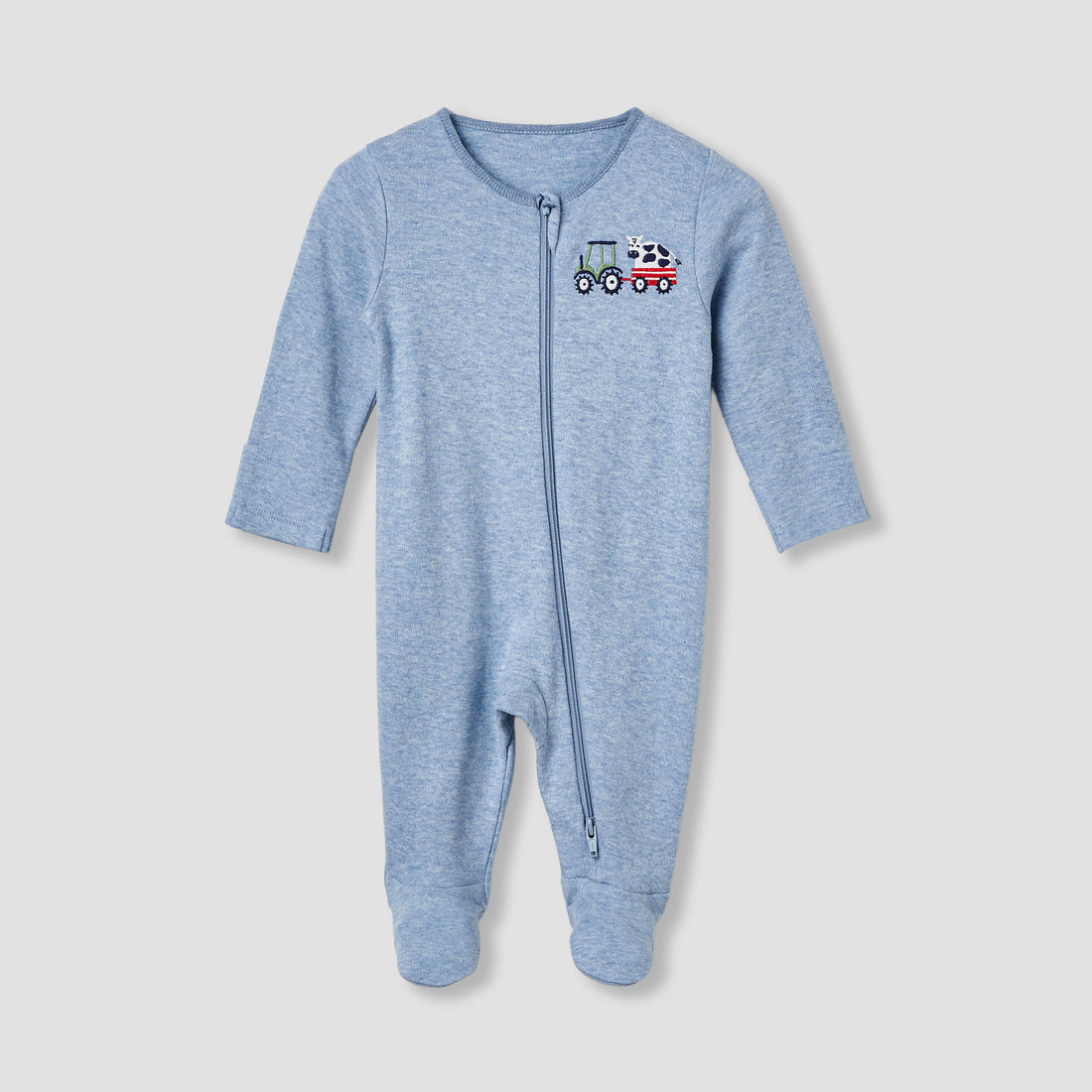 Juniors Round Neck Sleepsuit with Closed Feet - Cotton - Long Sleeves - Set of 3