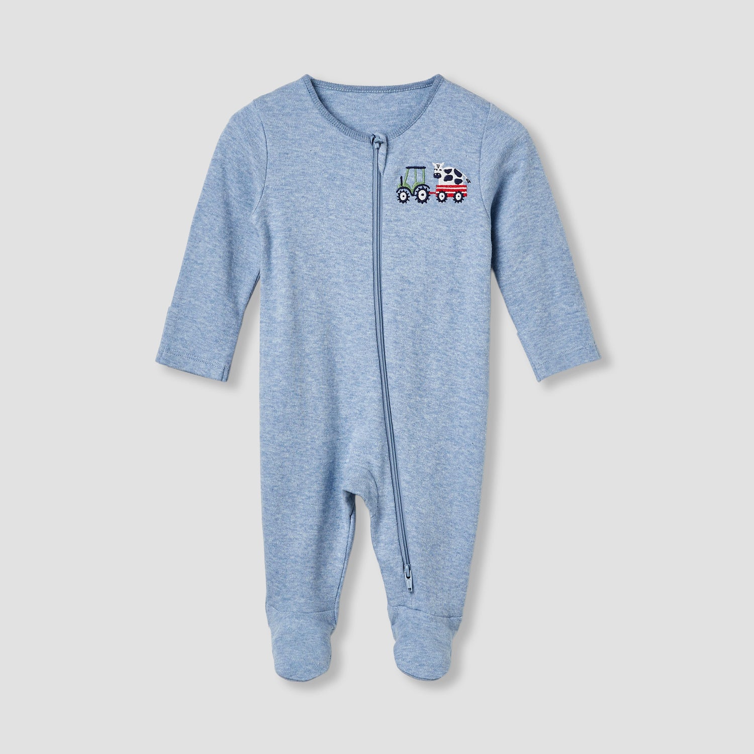 Juniors Round Neck Sleepsuit with Closed Feet - Cotton - Long Sleeves - Set of 3