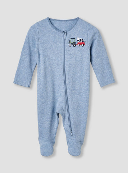 Juniors Round Neck Sleepsuit with Closed Feet - Cotton - Long Sleeves - Set of 3-baby-boys-clothing-nightwear-sleepsuits-image-2