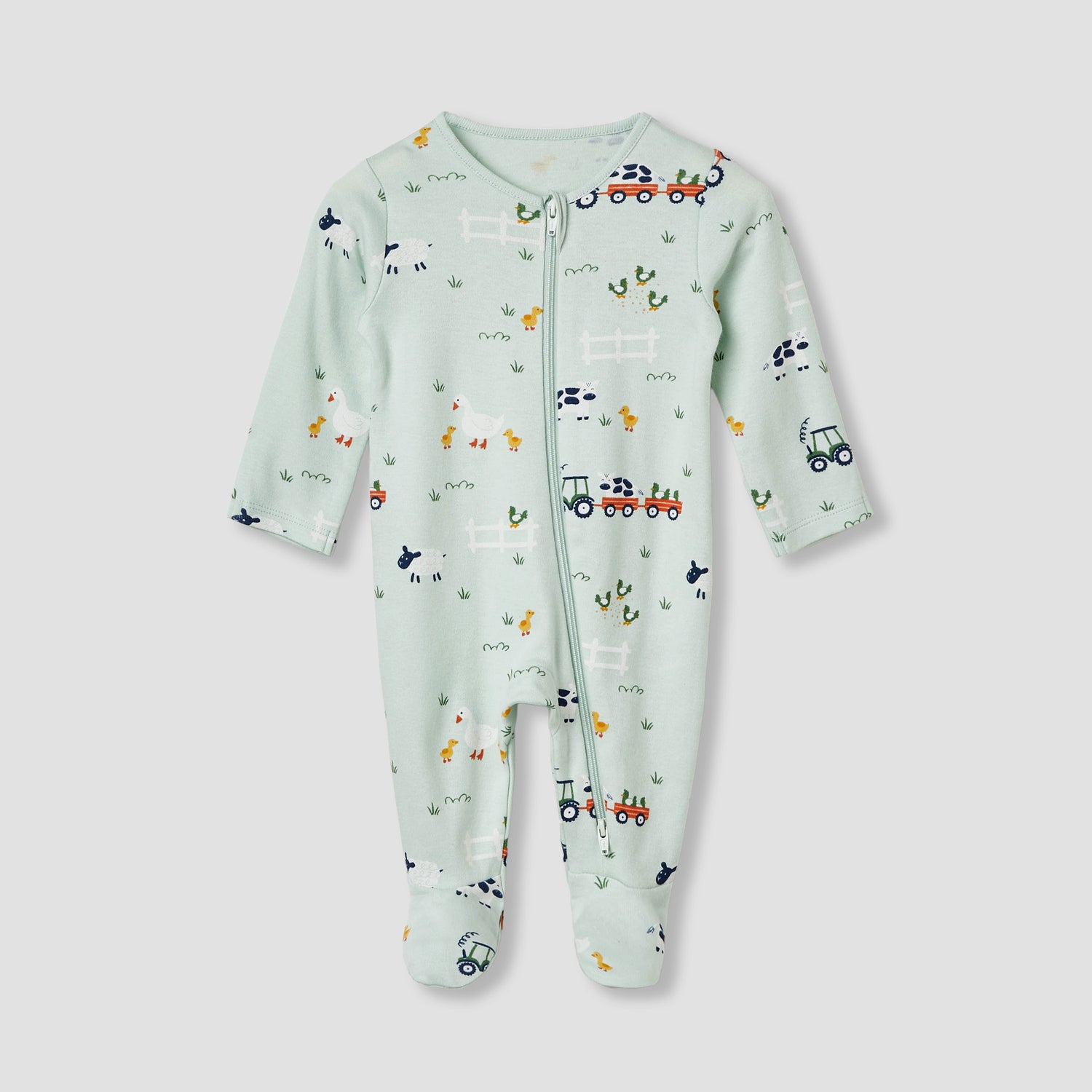 Juniors Round Neck Sleepsuit with Closed Feet - Cotton - Long Sleeves - Set of 3