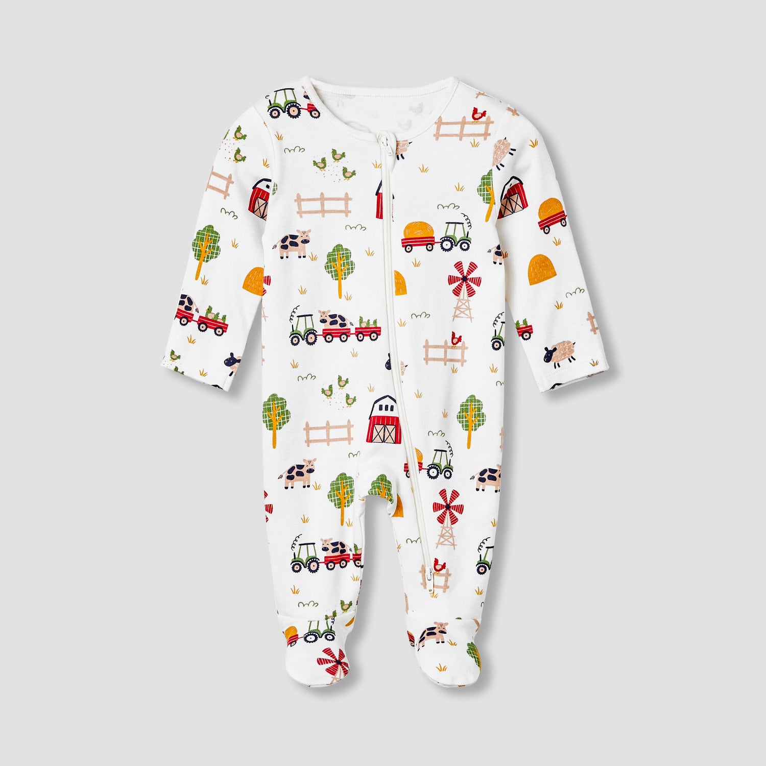 Juniors Round Neck Sleepsuit with Closed Feet - Cotton - Long Sleeves - Set of 3