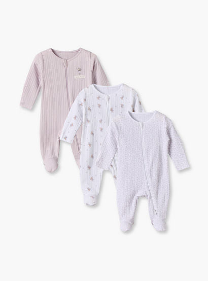 Pack of 3 Juniors Cotton Crew Neck Long Sleeves Sleepsuit with Fairy Print-baby-girls-clothing-nightwear-sleepsuits-image-1
