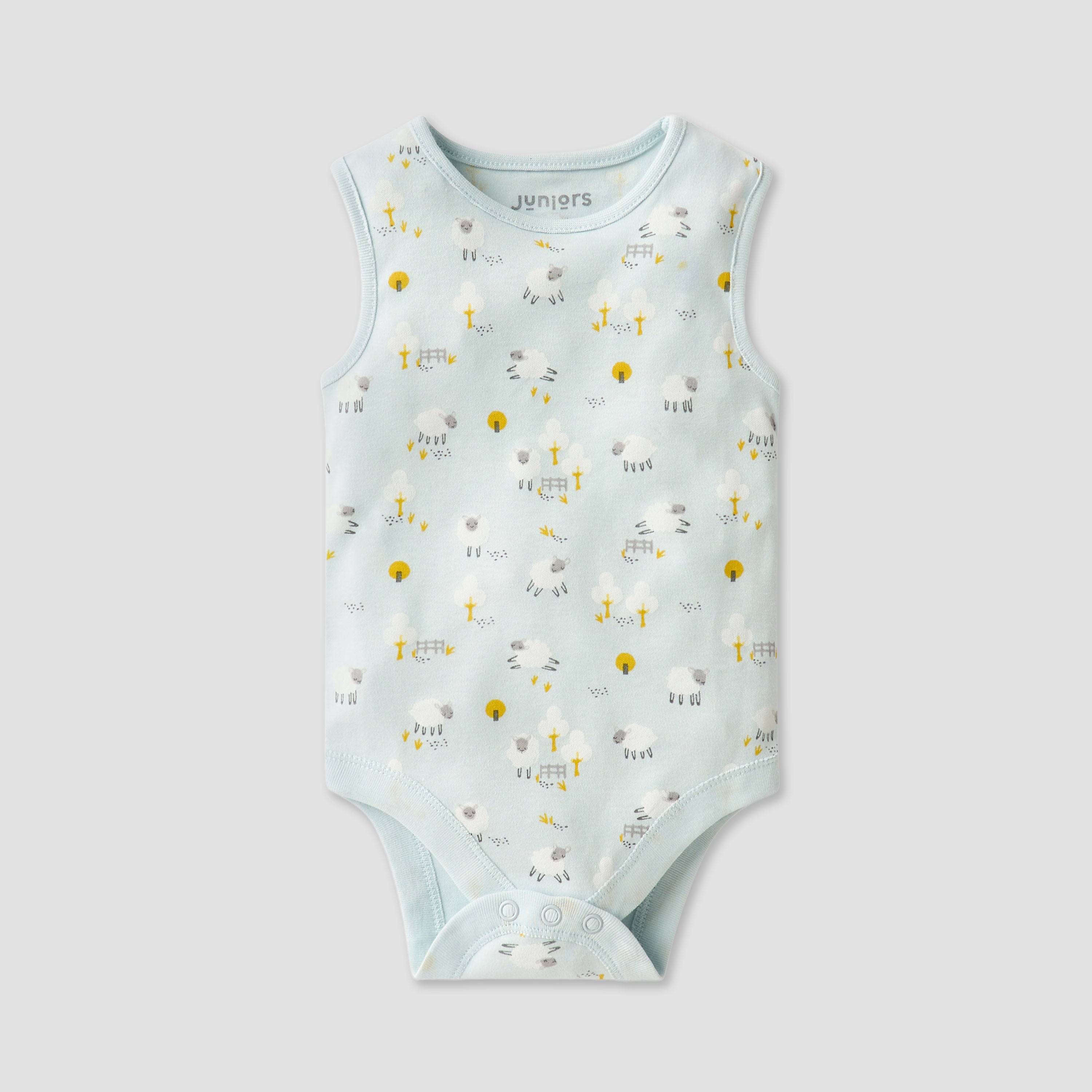 Juniors Printed Sleeveless Bodysuit with Button Closure - Set of 7