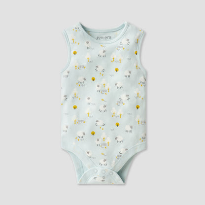 Juniors Printed Sleeveless Bodysuit with Button Closure - Set of 7