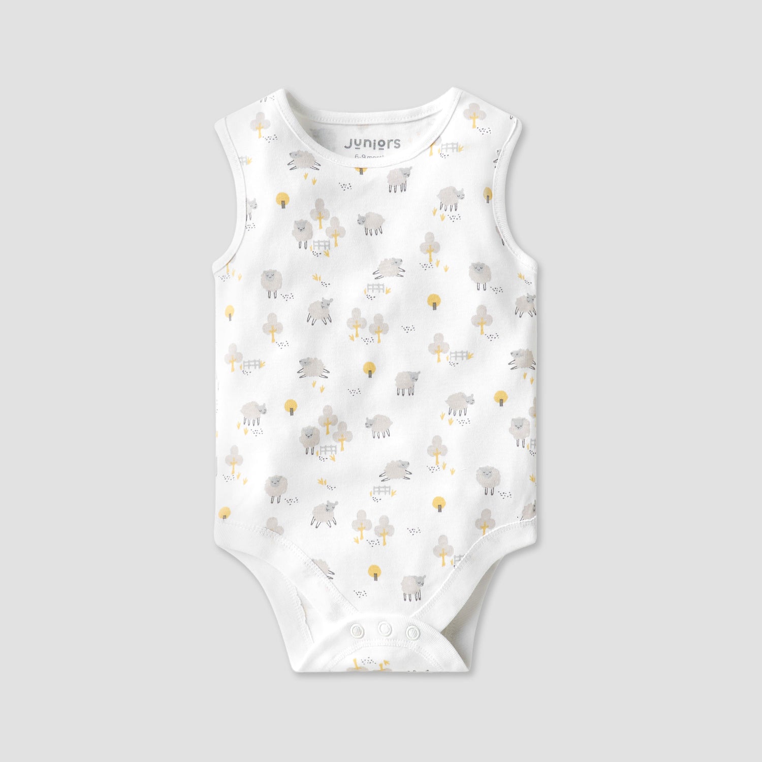 Juniors Printed Sleeveless Bodysuit with Button Closure - Set of 7