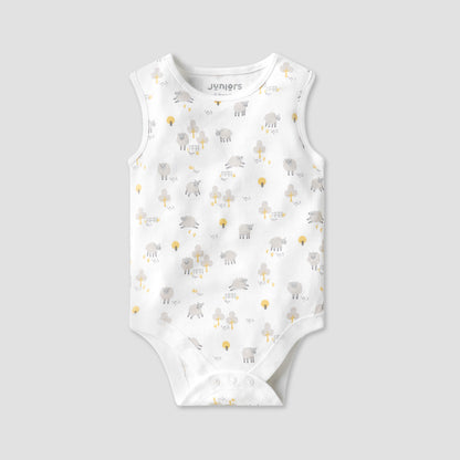 Juniors Printed Sleeveless Bodysuit with Button Closure - Set of 7