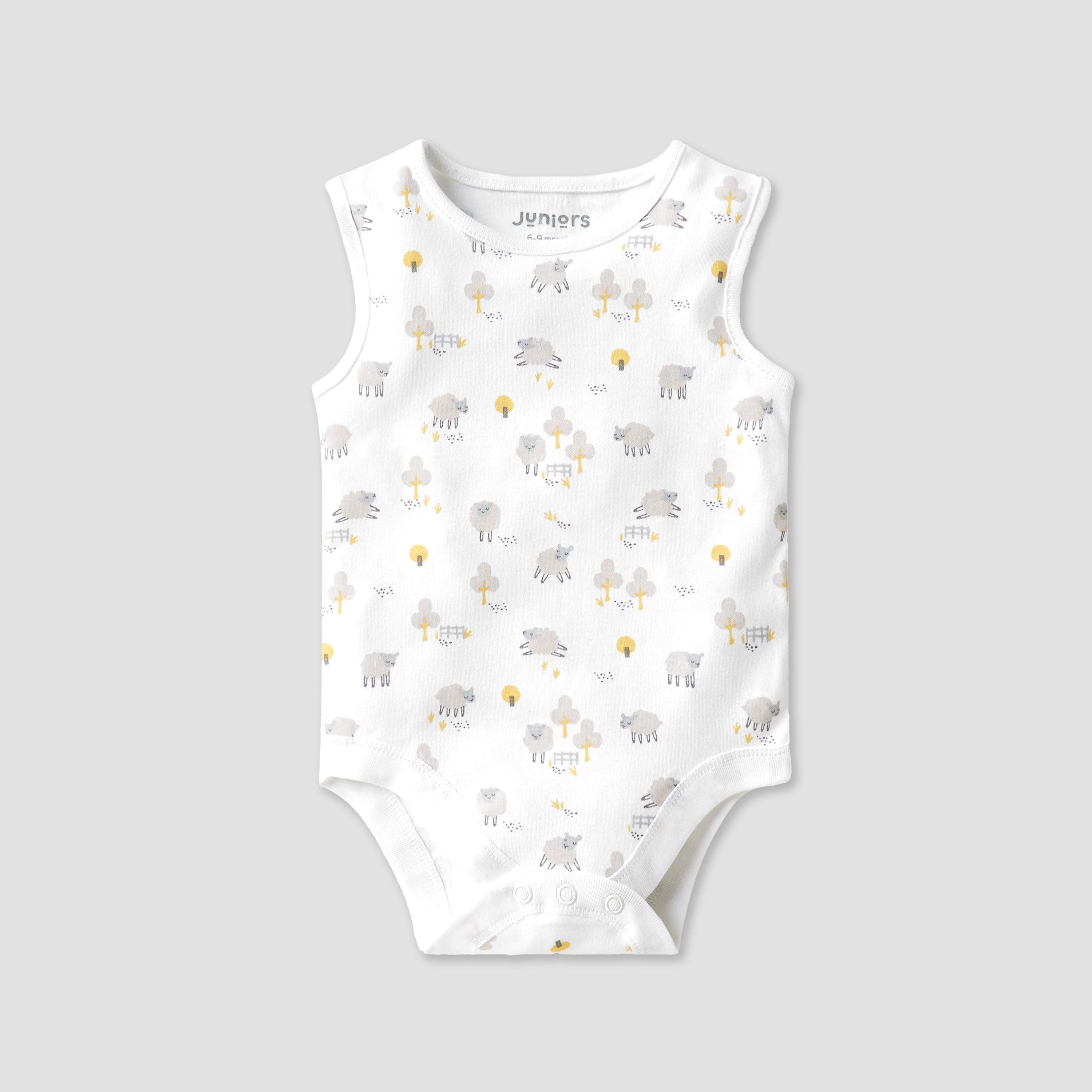 Juniors Printed Sleeveless Bodysuit with Button Closure - Set of 7