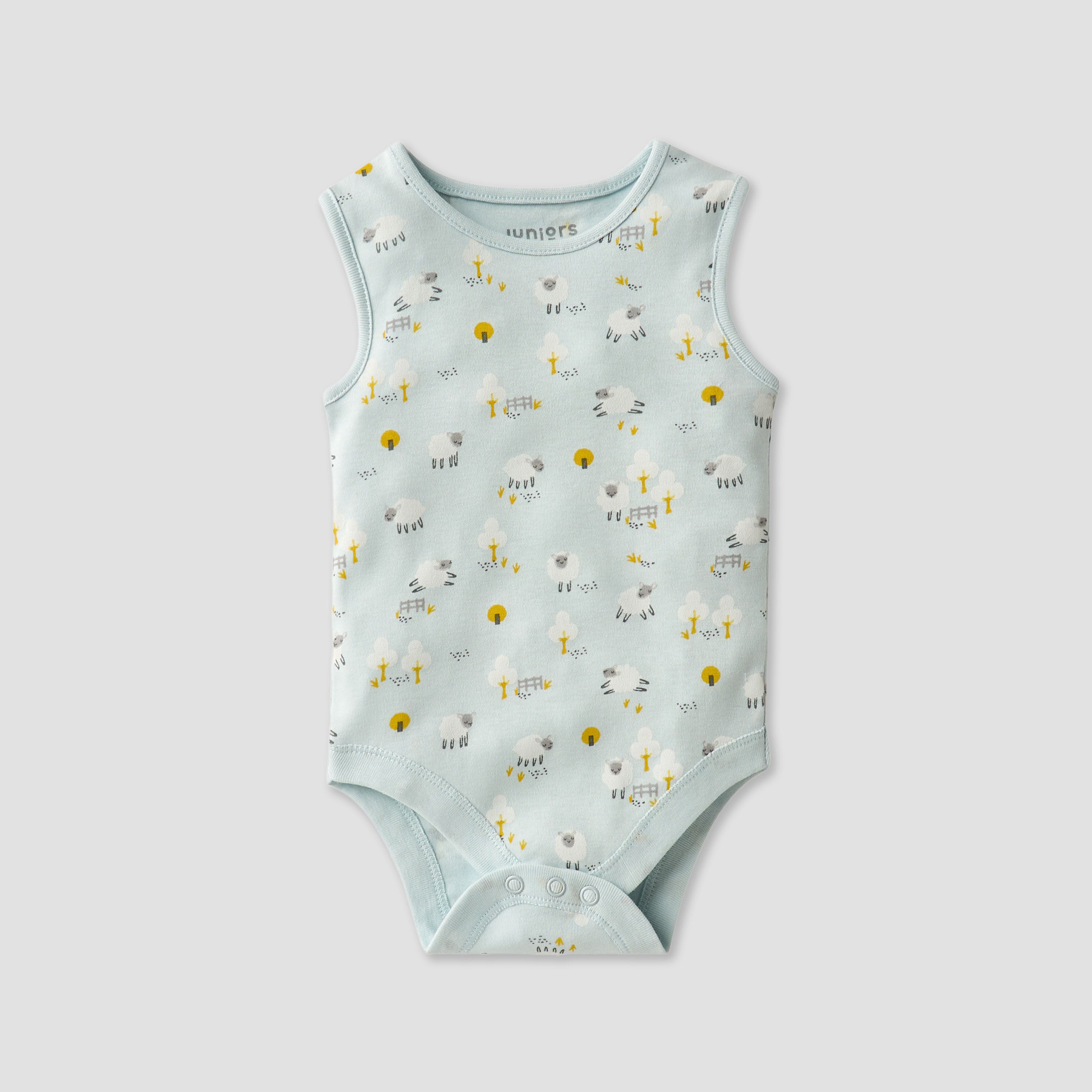 Juniors Printed Sleeveless Bodysuit with Button Closure - Set of 7
