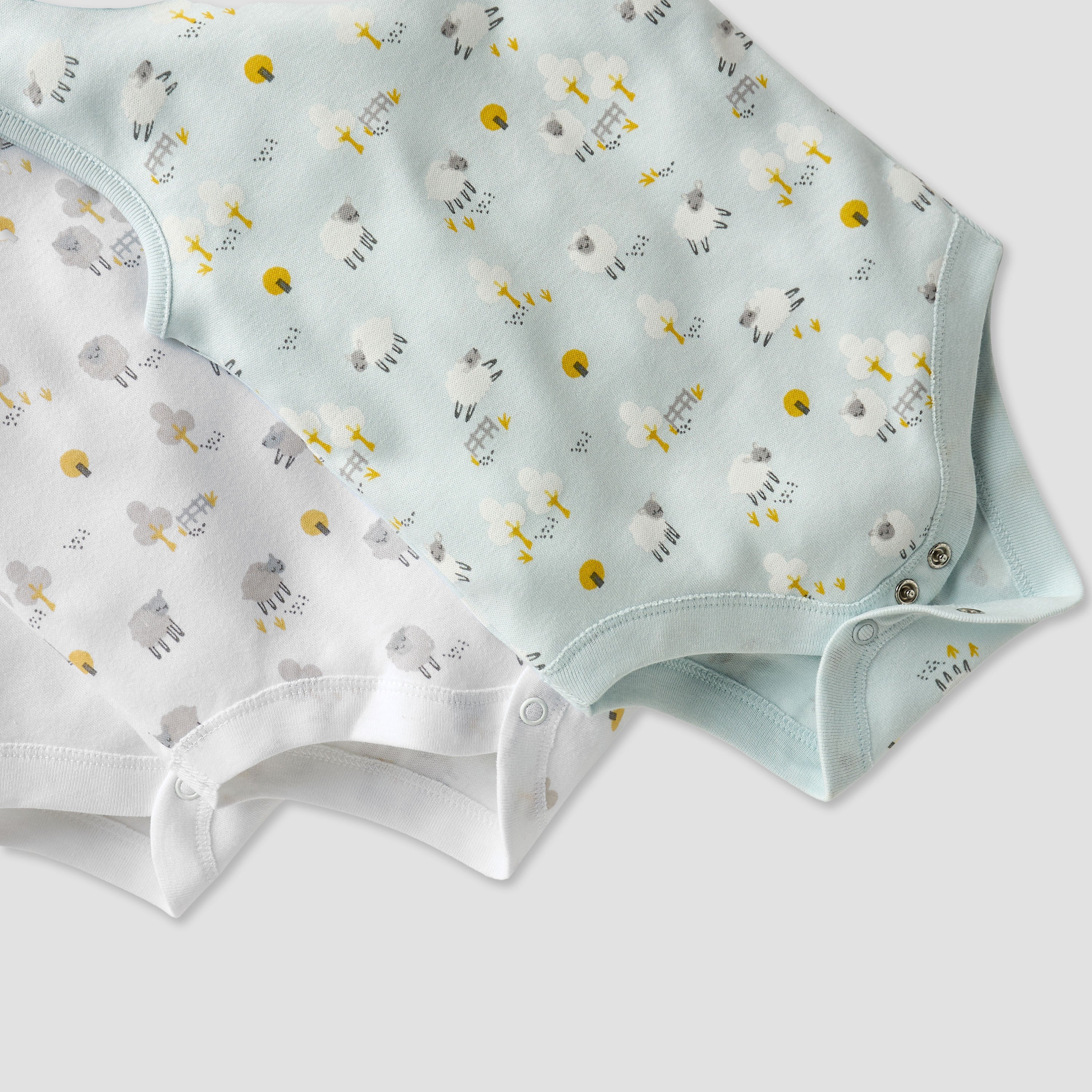 Juniors Printed Sleeveless Bodysuit with Button Closure - Set of 7