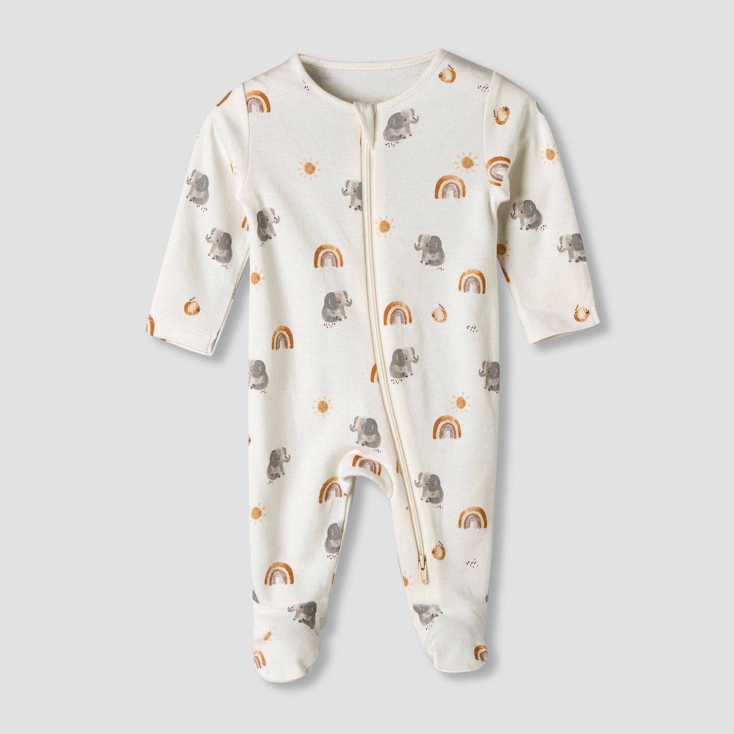 Pack of 3 Juniors Organic Cotton Round Neck Long Sleeves Sleepsuit with Print