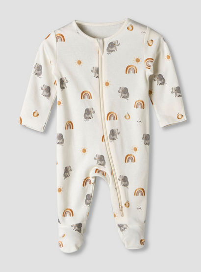 Pack of 3 Juniors Organic Cotton Round Neck Long Sleeves Sleepsuit with Print-baby-boys-clothing-nightwear-sleepsuits-image-3