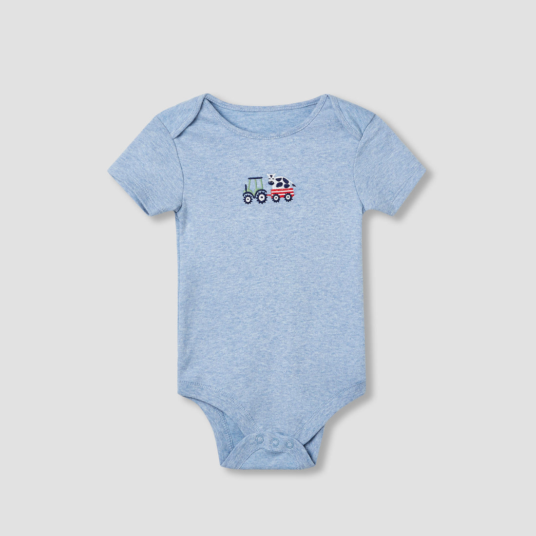 Juniors Farm Print Bodysuit with Short Sleeves and Button Closure - Set of 3