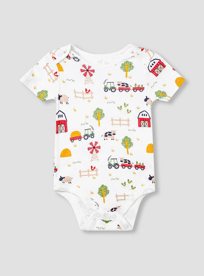 Juniors Farm Print Bodysuit with Short Sleeves and Button Closure - Set of 3-baby-boys-clothing-multipacks-image-4