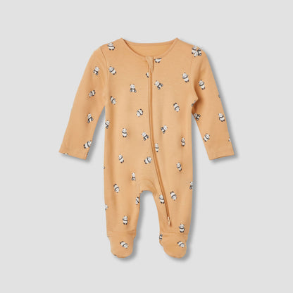 Juniors Cotton Round Neck Long Sleeves Sleepsuit with Safari Print, Set of 3