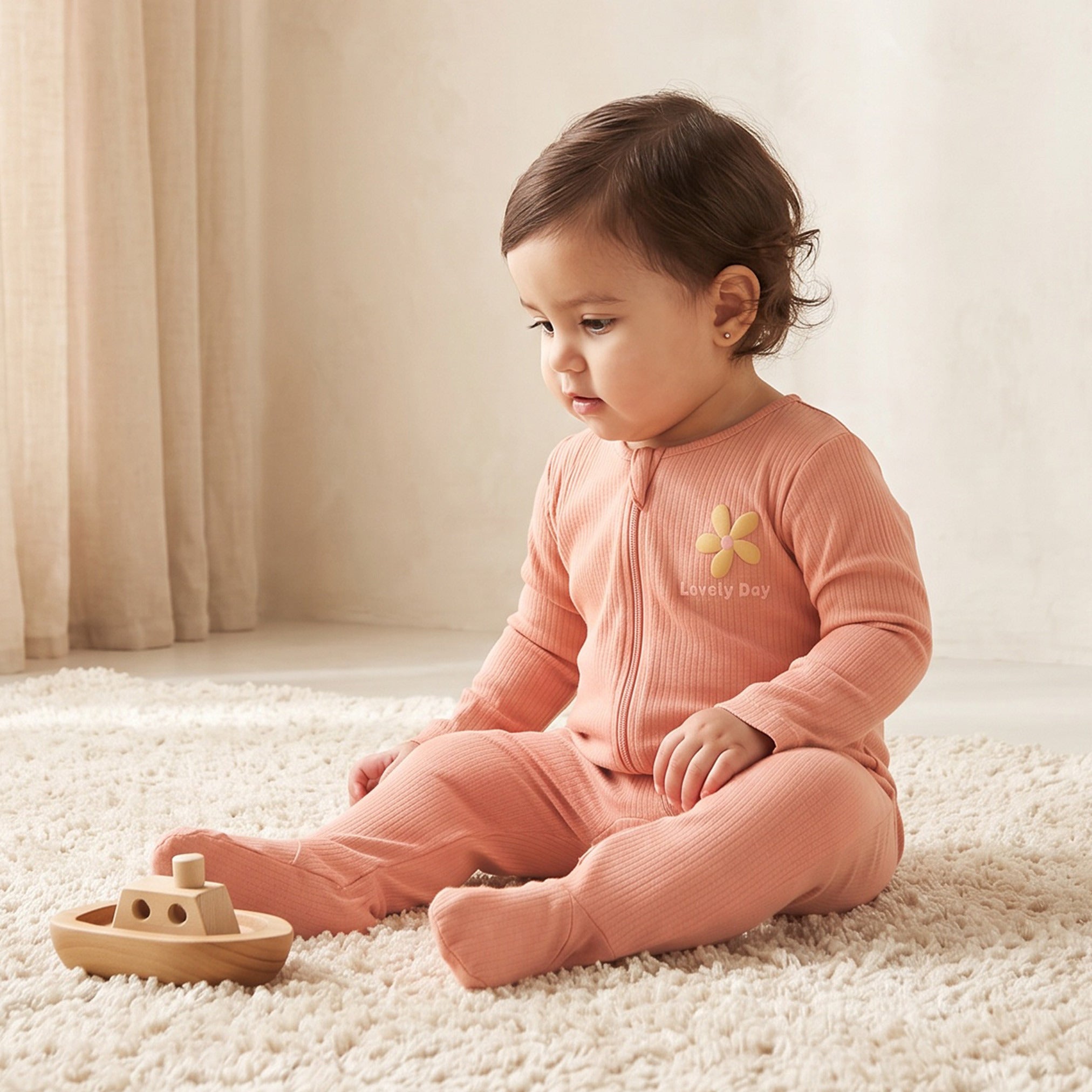 Pack of 3 Juniors Cotton Round Neck Long Sleeves Sleepsuit with Floral Print